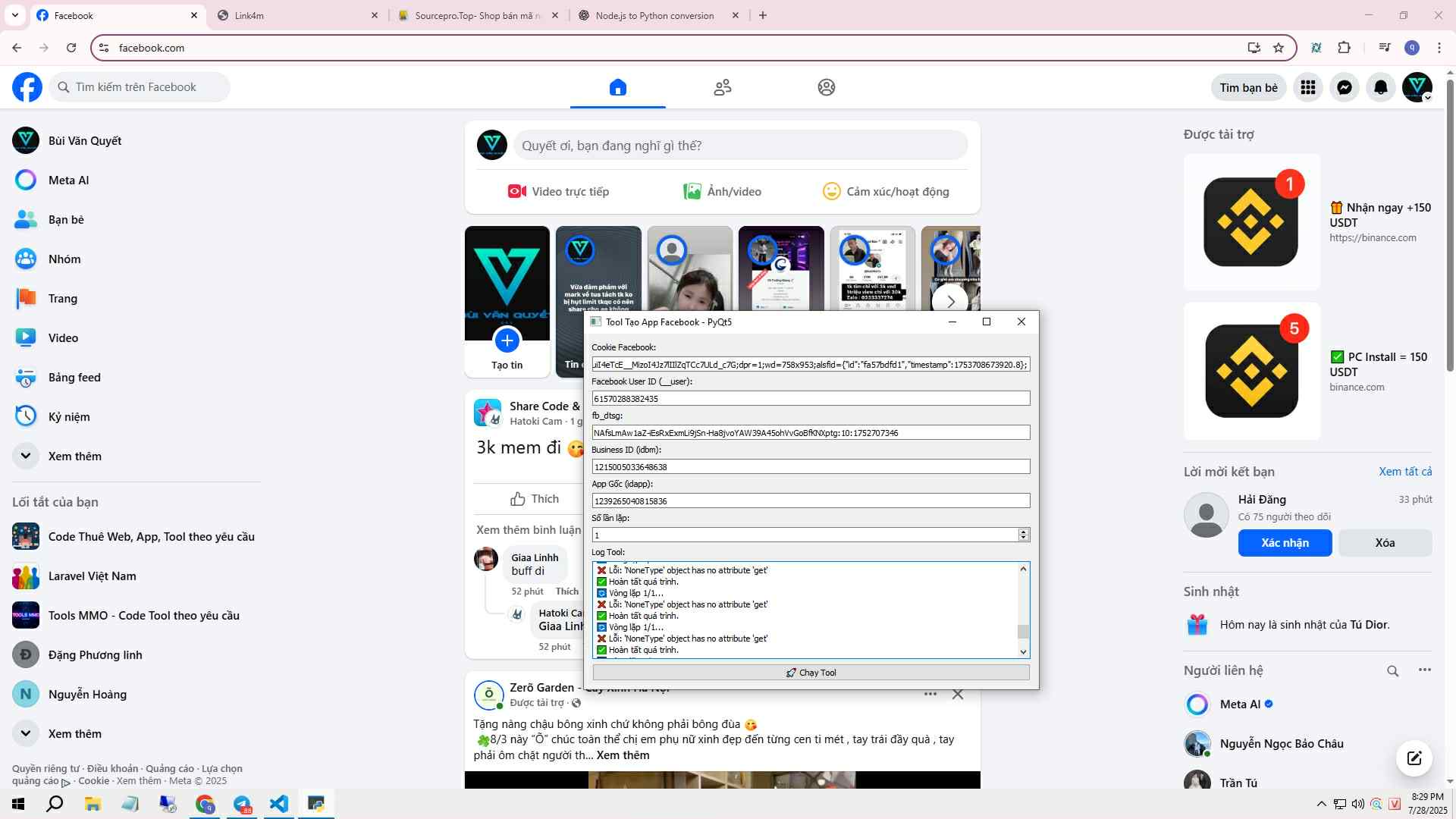 Tools Tạo TKQC Vô Hạn Xóa App